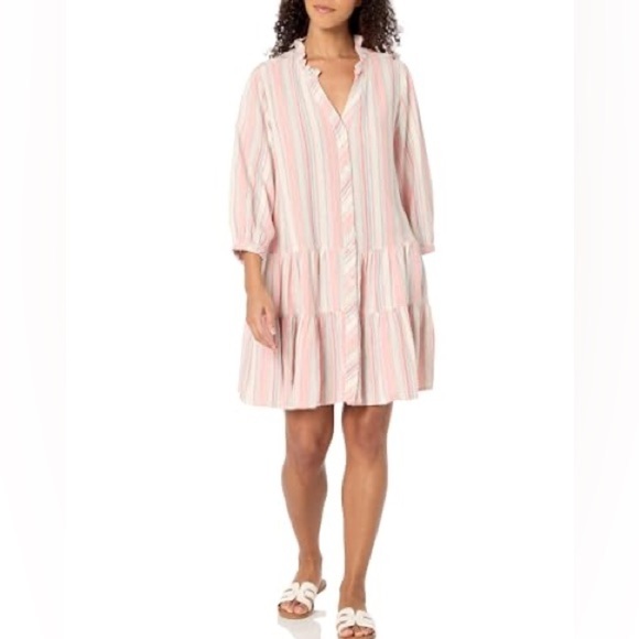 Tommy Hilfiger Stripped Button Up Shirt Dress Size Small Oversized Linen Blend - Picture 1 of 13
